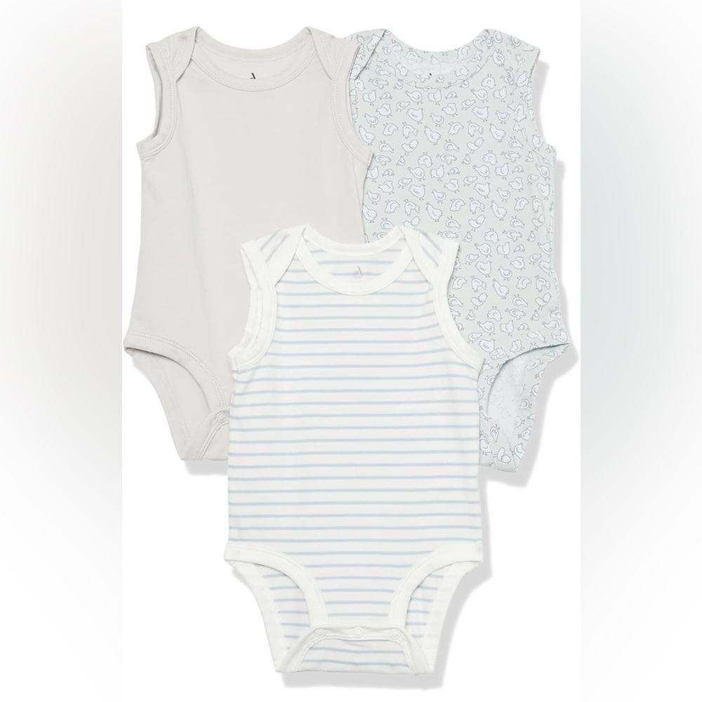3 Pack Unisex Sleeveless Bodysuit 12M